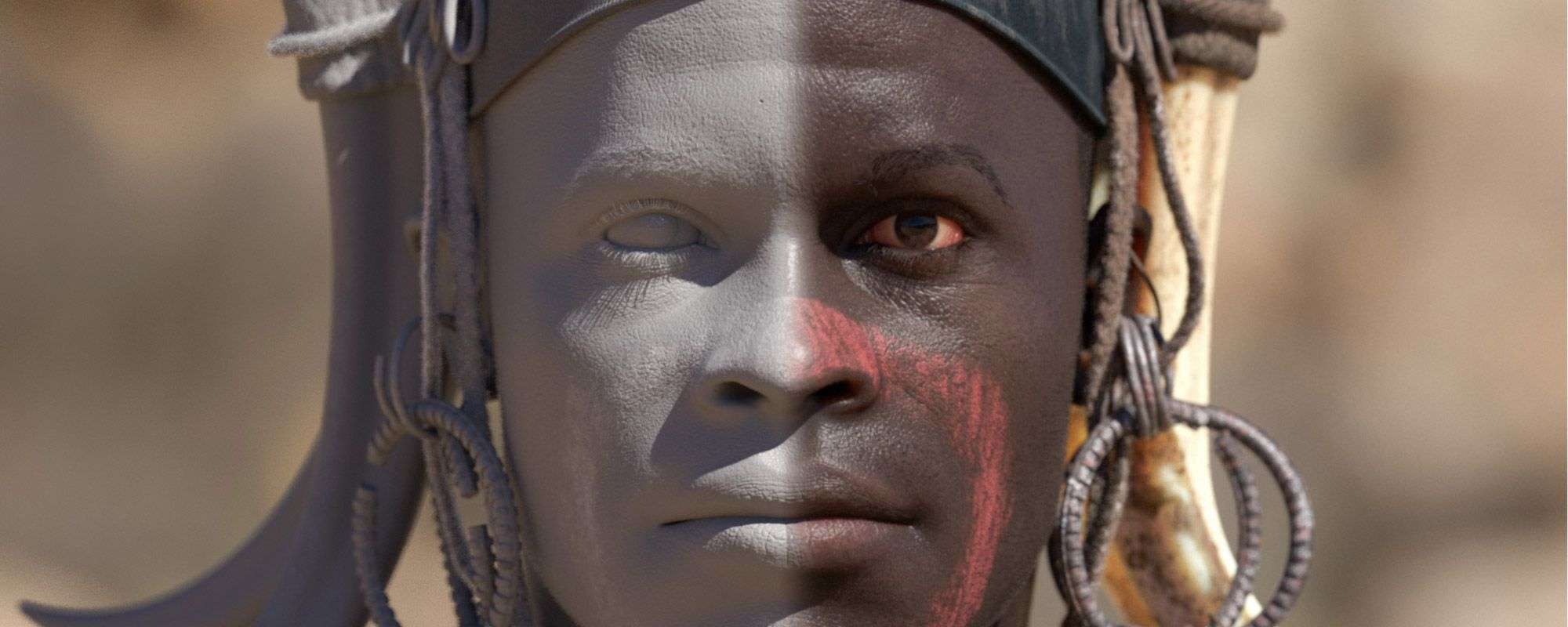 Photorealistic 3d Character Design Process Mursi Tribe Portrait