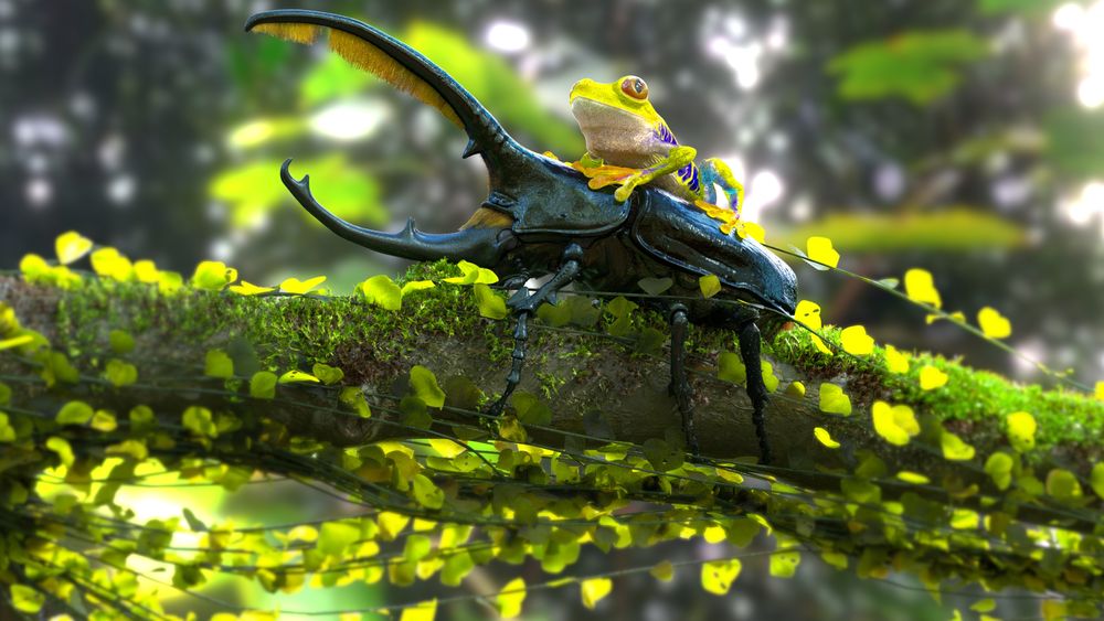 Unveiling Nature's Might: The Hercules Beetle and Red Eye Frog in Astounding Detail in 3D