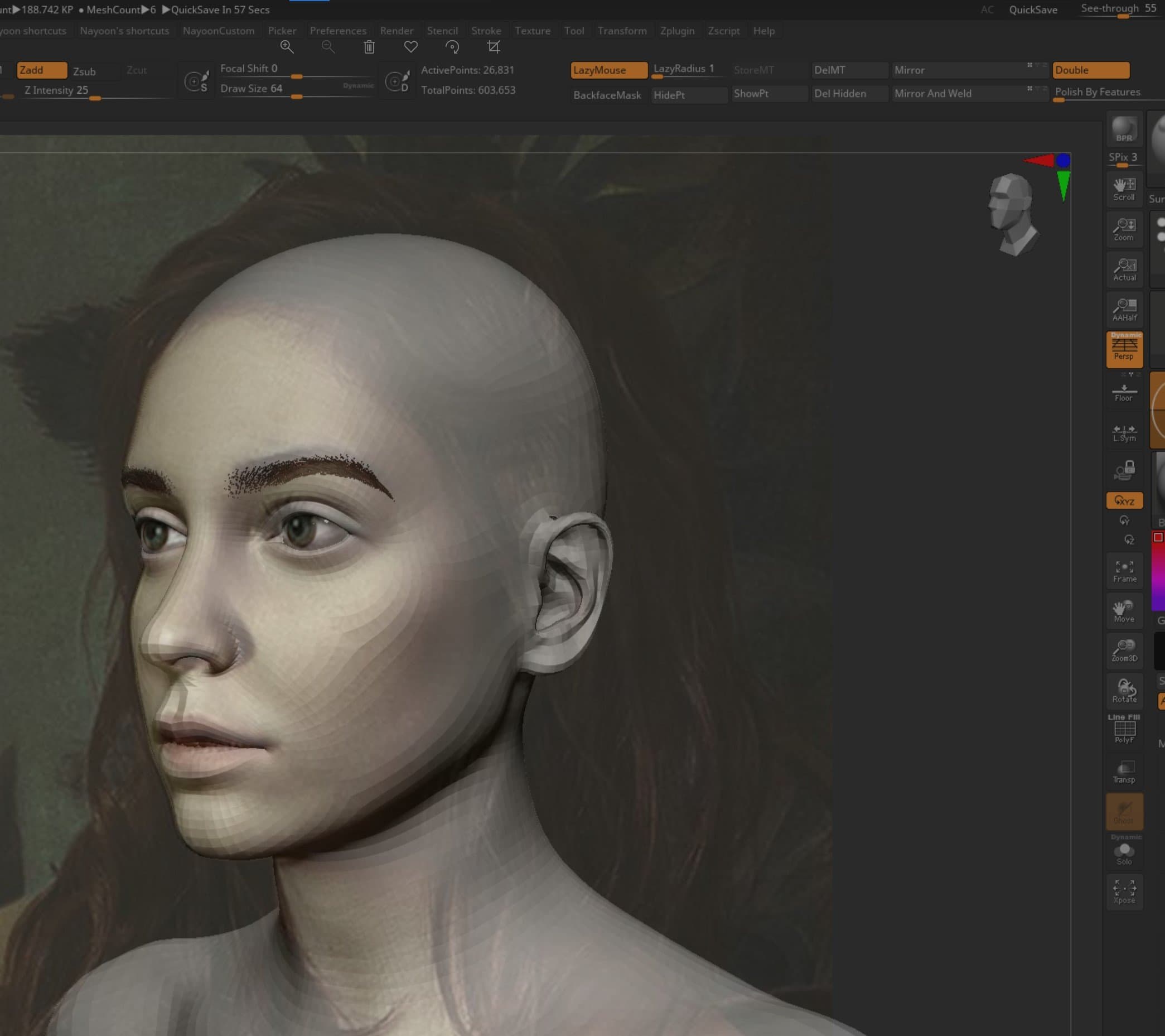 how to make zbrush see through